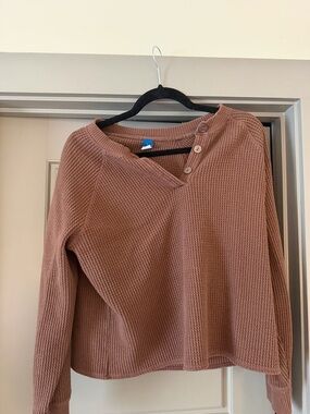 Old Navy Waffle-Knit Button-Shoulder Sweater - Brown